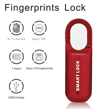 Load image into Gallery viewer, Mini Fingerprint Padlock USB Keyless Luggage Lock Electronic Lock Smart Biometric Fingerprint Door Lock Quick Unlock For Travel
