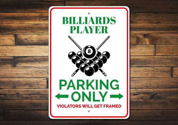 Billiards Player Parking Sign