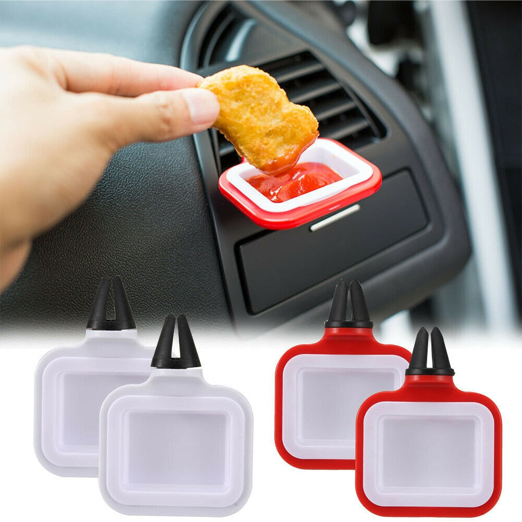 2pcs Removable Car Sauce Holders Stand Dip Clip