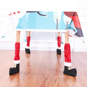 4Pcs Christmas Chair Leg Foot Cover Table Home
